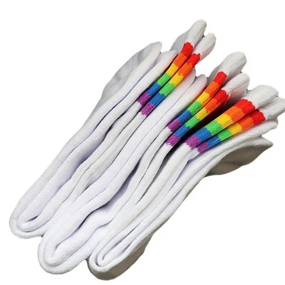 Rainbow Striped Cotton Socks For Men, Sport Style Sock Fashion Bottom Party - Picture 5 of 7